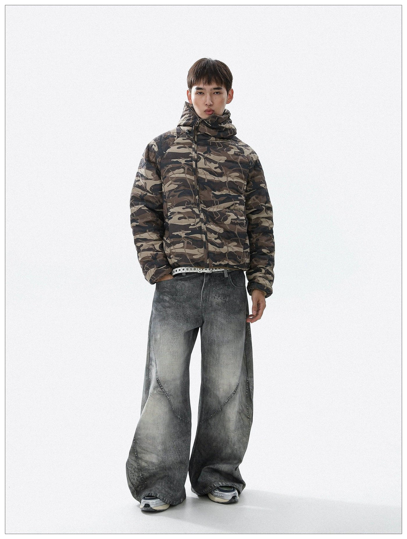 Camo Hooded Down Jacket Korean Street Fashion Jacket By Mr Nearly Shop Online at OH Vault