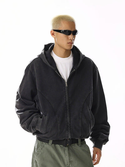 Washed Boxy Fit Hooded Jacket Korean Street Fashion Jacket By MEBXX Shop Online at OH Vault