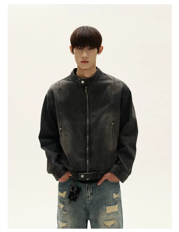 Classic Fade Regular Fit Denim Jacket Korean Street Fashion Jacket By A PUEE Shop Online at OH Vault