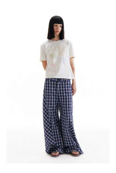 Oversized Fit Plaid Pattern Pants