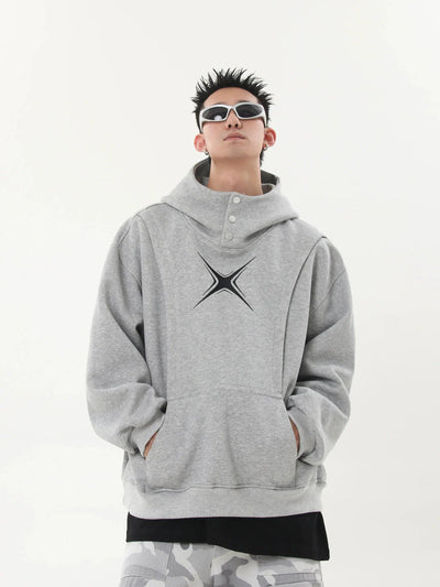 Star Print Buttoned Hoodie Korean Street Fashion Hoodie By Blacklists Shop Online at OH Vault