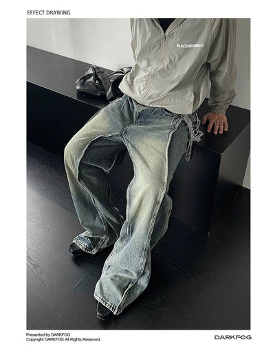 Heavy Lightning Pattern Jeans Korean Street Fashion Jeans By Dark Fog Shop Online at OH Vault