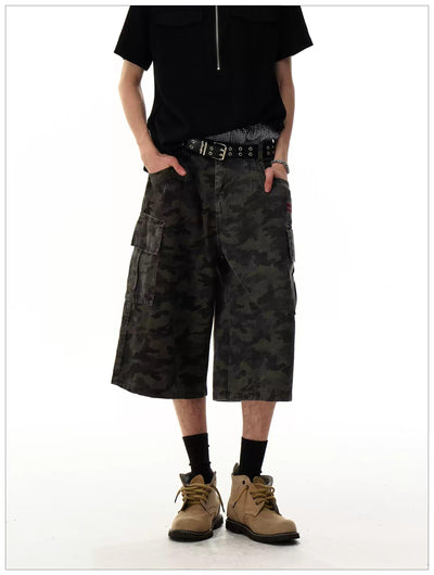 Flap Pockets Camouflage Denim Shorts Korean Street Fashion Shorts By Mr Nearly Shop Online at OH Vault