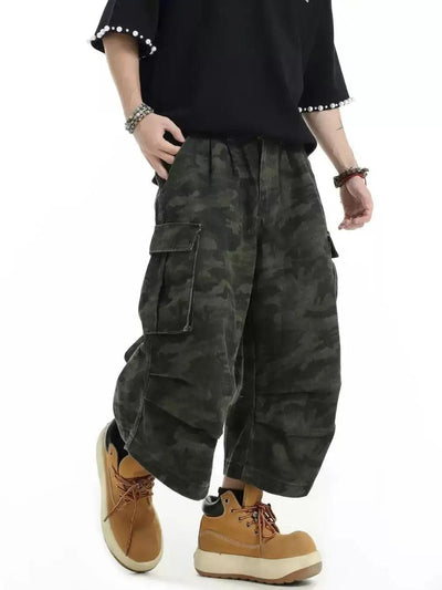 Pleated Camouflage Cargo Shorts Korean Street Fashion Shorts By INS Korea Shop Online at OH Vault
