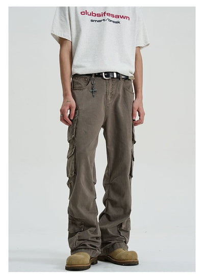 Vintage Double Pocket Pleats Cargo Pants Korean Street Fashion Pants By A PUEE Shop Online at OH Vault