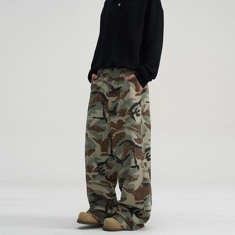 Textured Camouflage Pattern Pants Korean Street Fashion Pants By A PUEE Shop Online at OH Vault