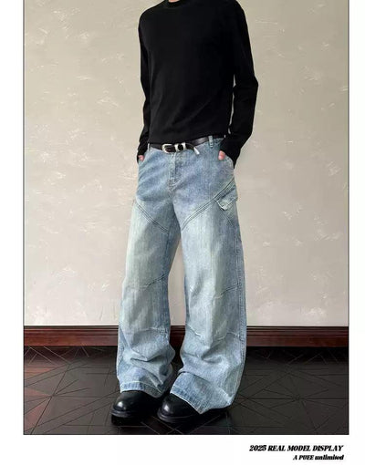 Acid Washed Seamed Jeans Korean Street Fashion Jeans By A PUEE Shop Online at OH Vault