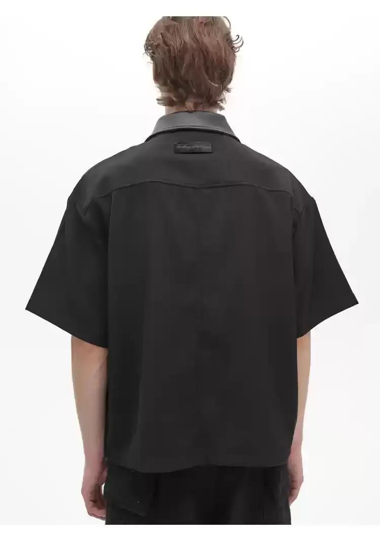 Leather Collar Boxy Fit Polo Korean Street Fashion Polo By Pioneer of Heroism Shop Online at OH Vault
