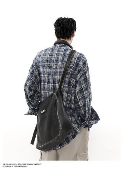 Distressed Plaid Shirt Korean Street Fashion Shirt By Mr Nearly Shop Online at OH Vault