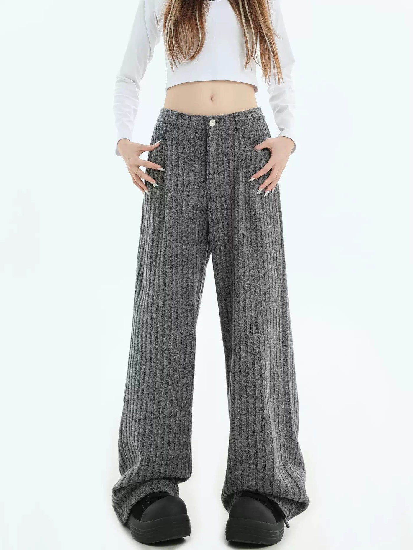 Clean Fit Striped Straight Pants Korean Street Fashion Pants By INS Korea Shop Online at OH Vault