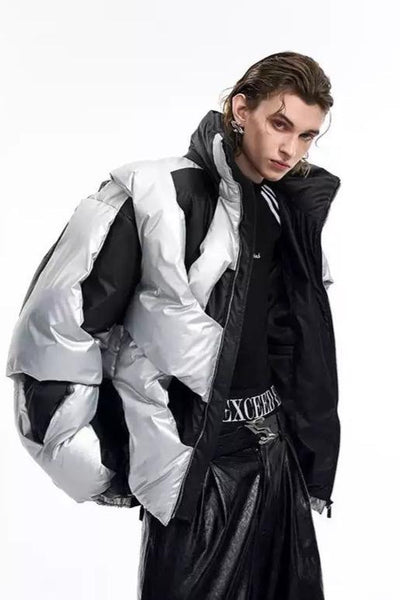 Futuristic Structured Puffer Jacket Korean Street Fashion Jacket By Slim Black Shop Online at OH Vault