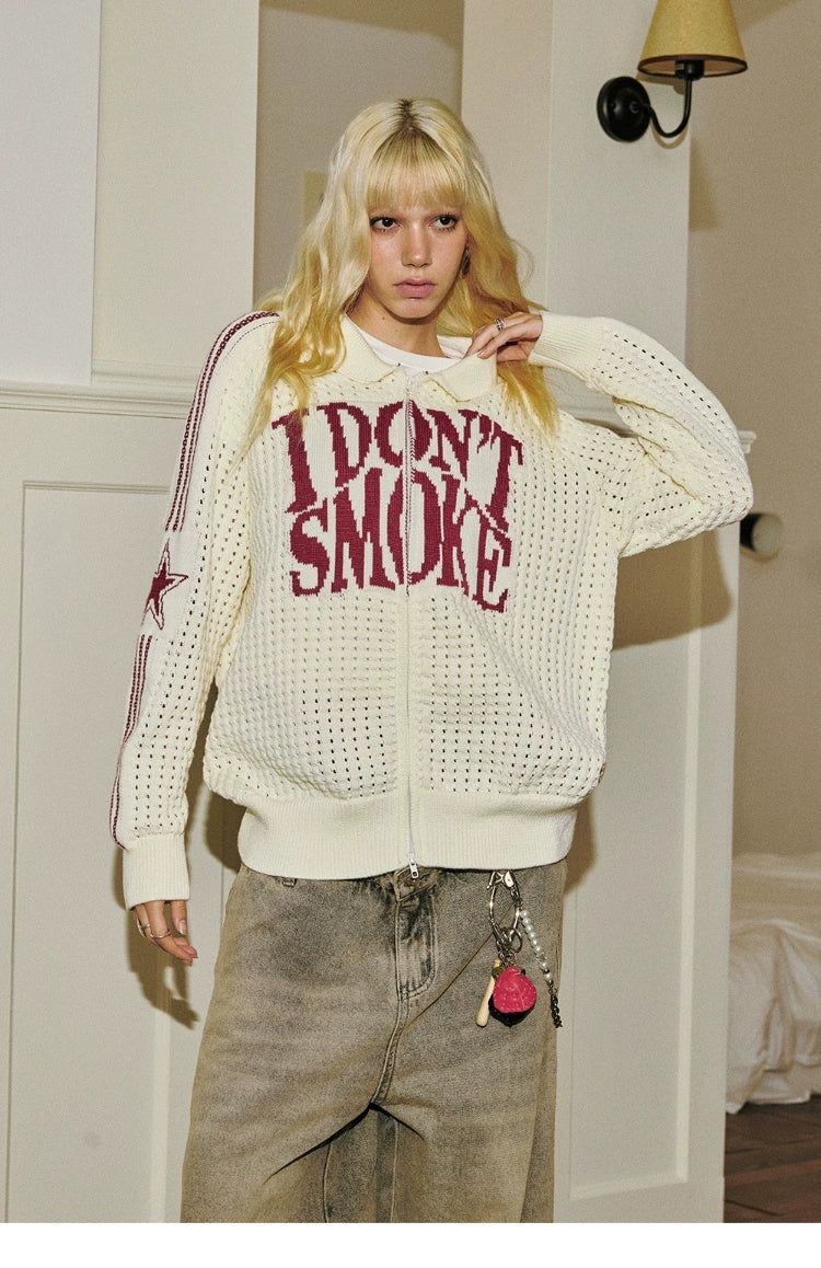 Hollowed Dual-End Zipped Sweater Korean Street Fashion Sweater By Donsmoke Shop Online at OH Vault