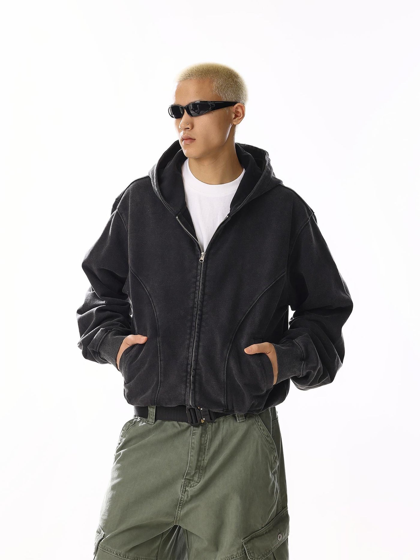 Washed Boxy Fit Hooded Jacket Korean Street Fashion Jacket By MEBXX Shop Online at OH Vault