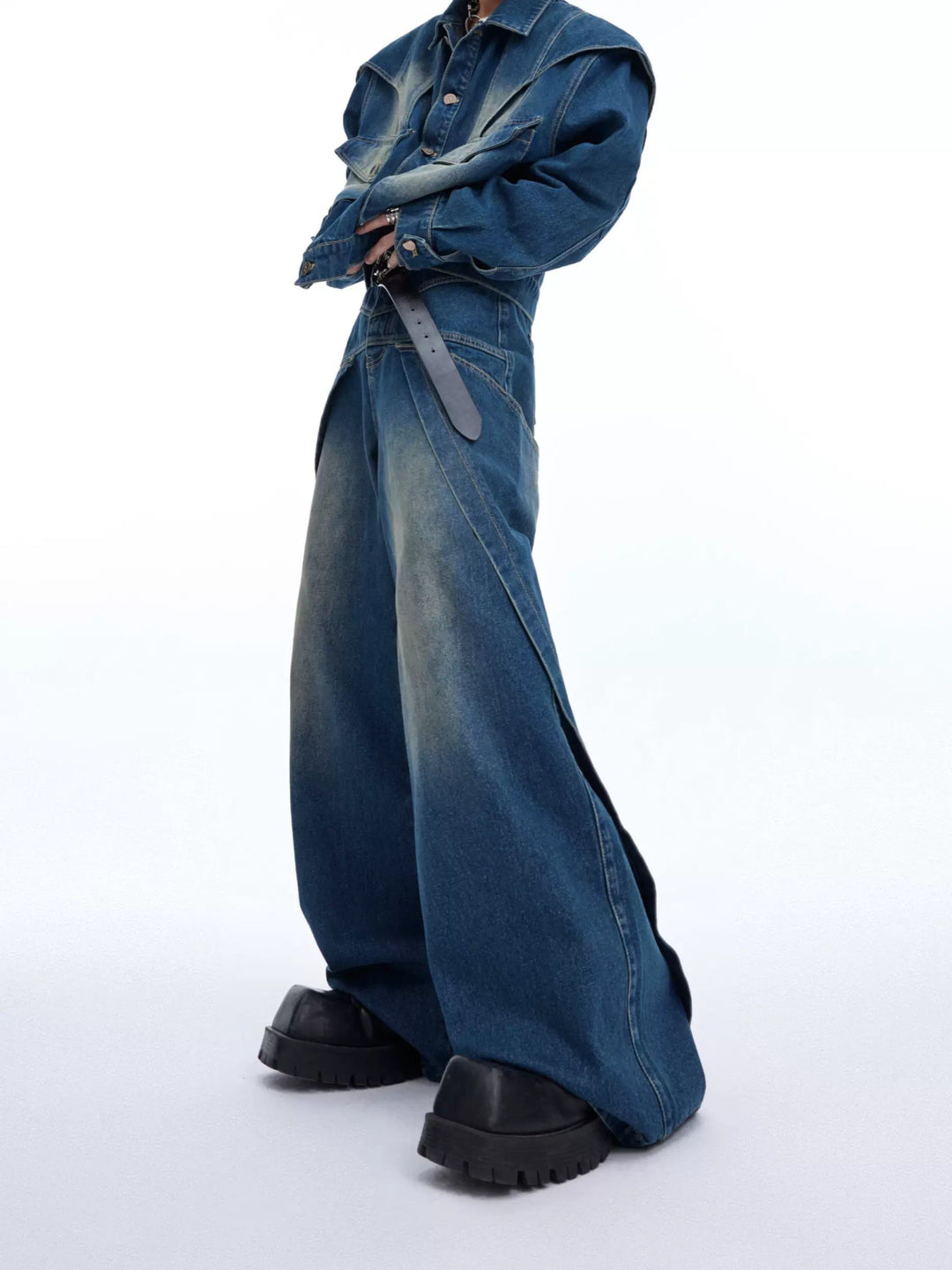 Structured Faded Denim Jacket & Jeans Set Structured Faded Denim Jacket & Jeans Set
