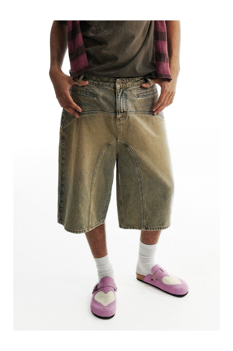 Mud Washed Loose Denim Shorts Korean Street Fashion Shorts By Conp Conp Shop Online at OH Vault