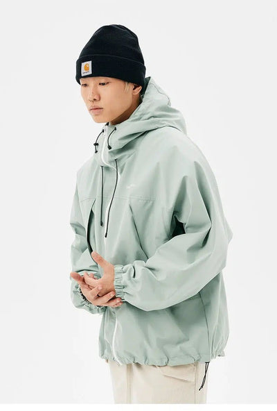 Solid Drawstring Hooded Windbreaker Jacket Korean Street Fashion Jacket By Nothing But Chill Shop Online at OH Vault
