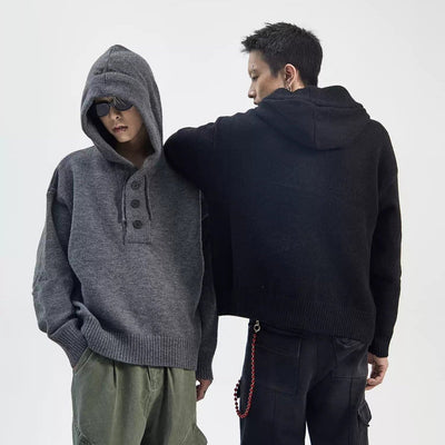 Hooded Relaxed Fit Sweater Korean Street Fashion Sweater By Ash Dark Shop Online at OH Vault