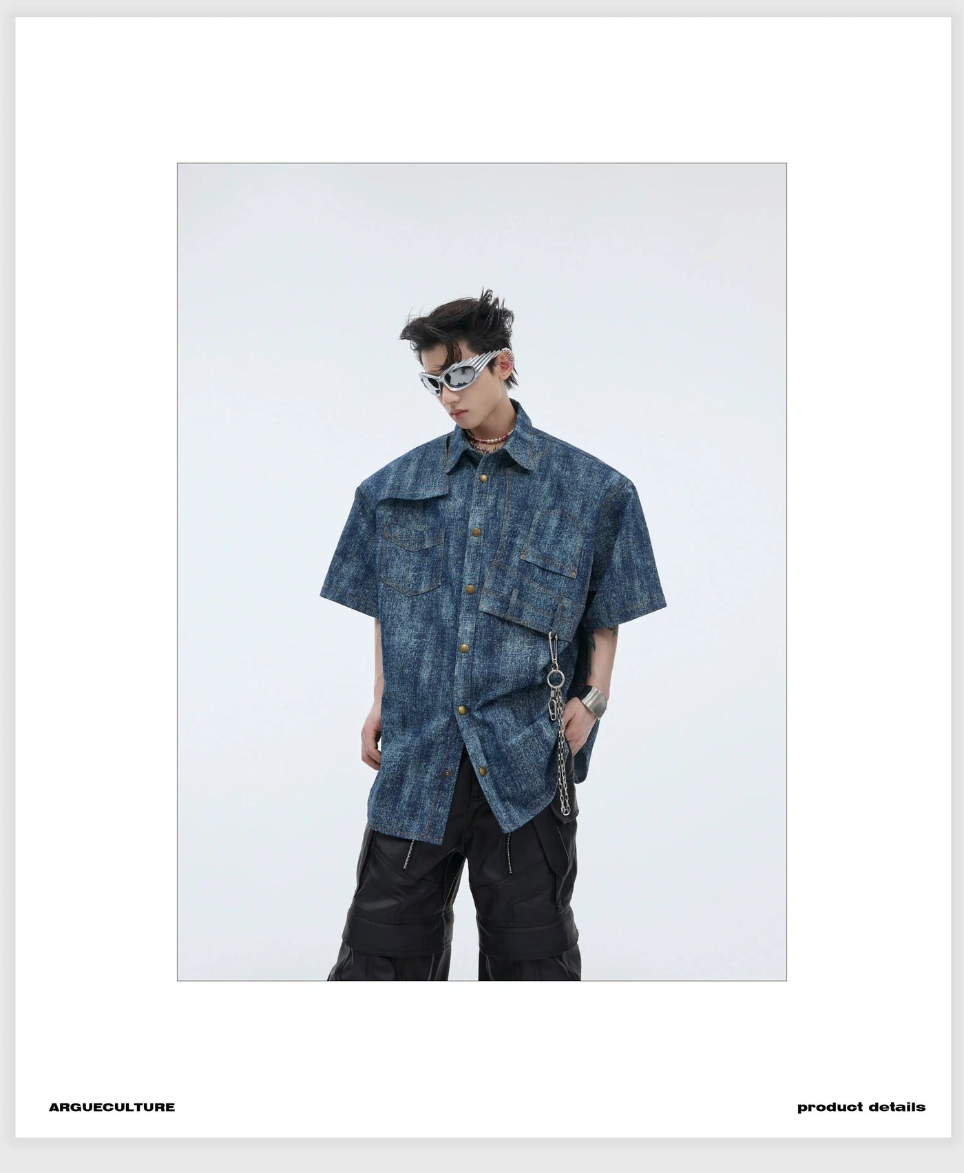 Denim Texture Buttoned Shirt Korean Street Fashion Shirt By Argue Culture Shop Online at OH Vault