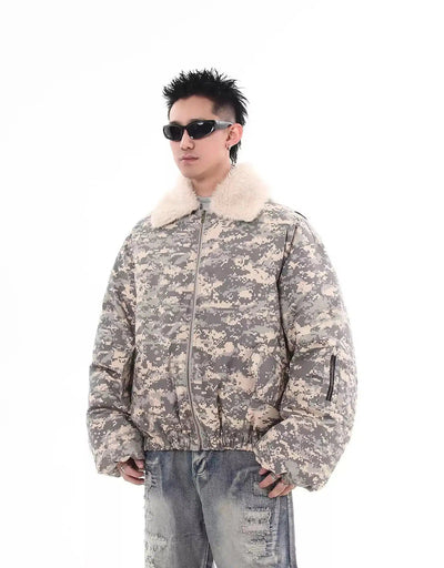 Camouflage Fur Lapel Jacket Korean Street Fashion Jacket By Blacklists Shop Online at OH Vault