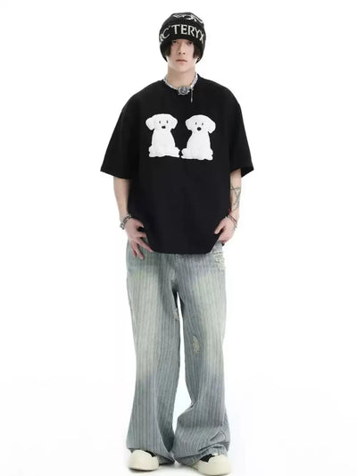 Puppy Patched T-Shirt Korean Street Fashion T-Shirt By INS Korea Shop Online at OH Vault