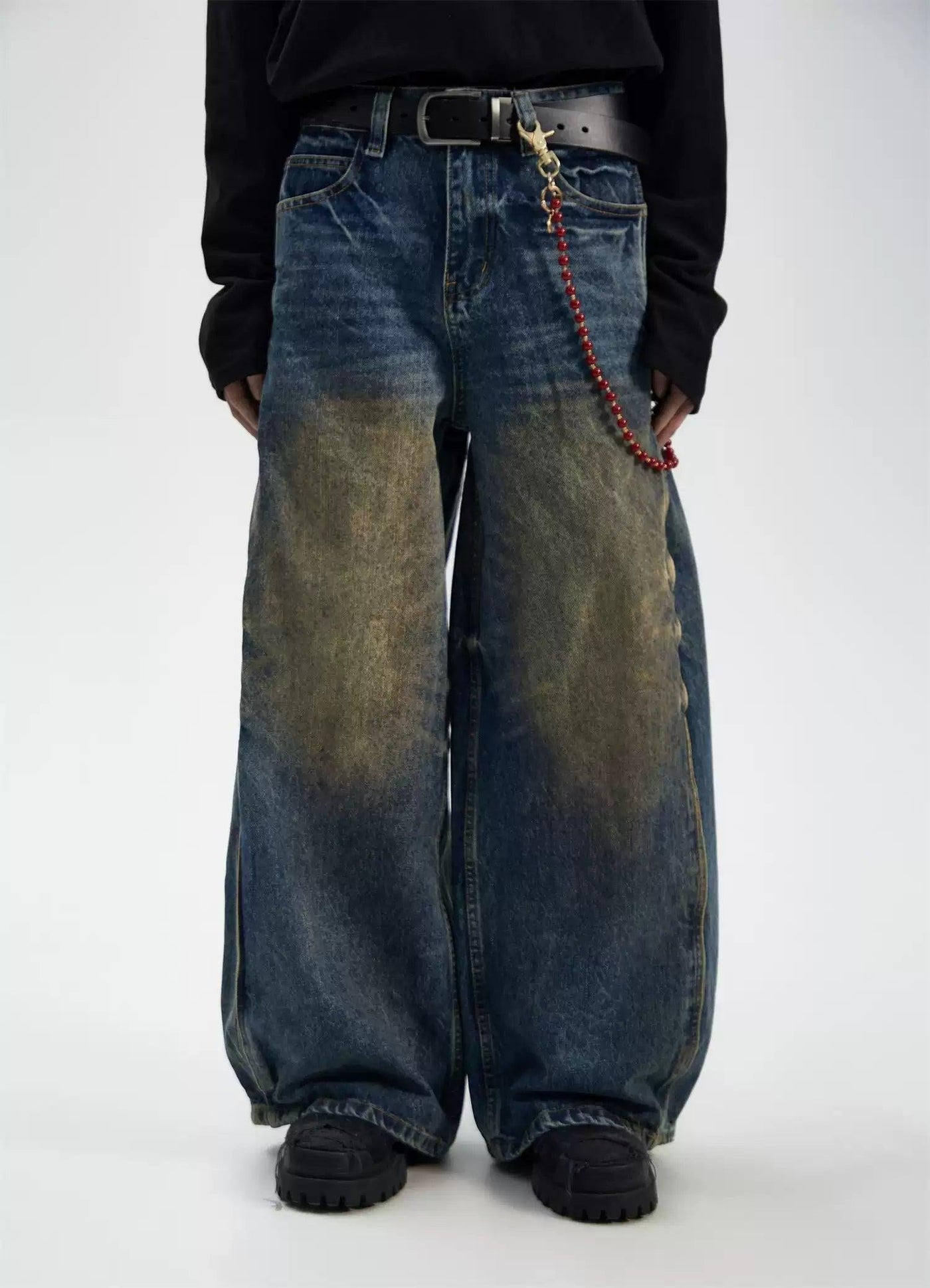 Washed Side Stitched Jeans Korean Street Fashion Jeans By Ash Dark Shop Online at OH Vault