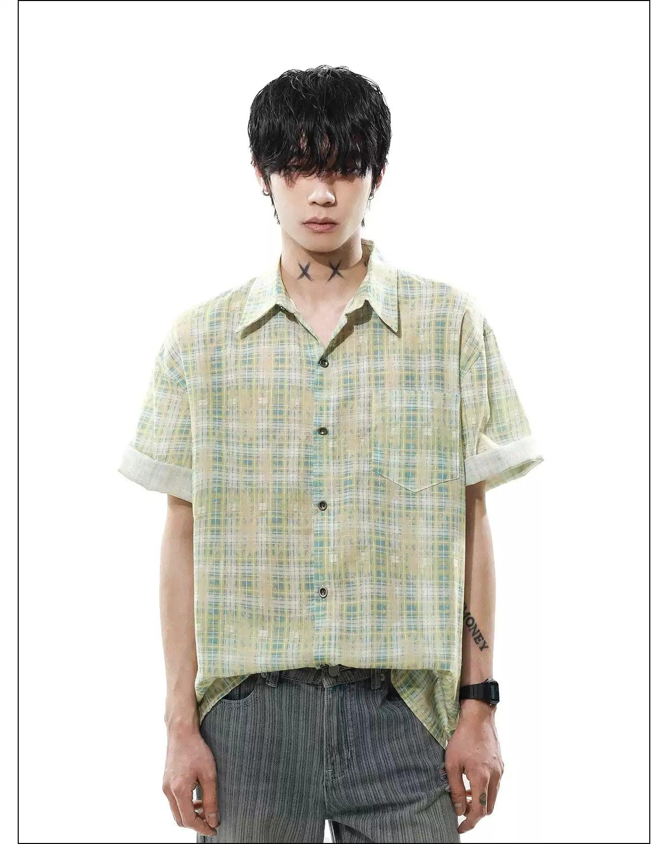 Essential Plaid Button-Up Shirt Korean Street Fashion Shirt By Mr Nearly Shop Online at OH Vault