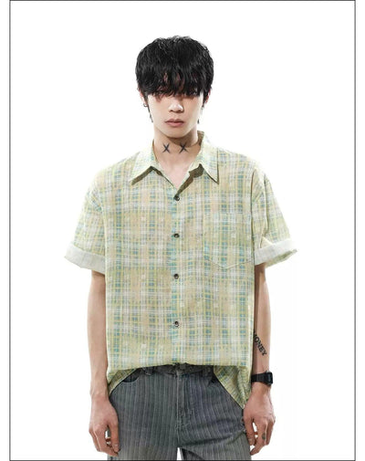 Essential Plaid Button-Up Shirt Korean Street Fashion Shirt By Mr Nearly Shop Online at OH Vault