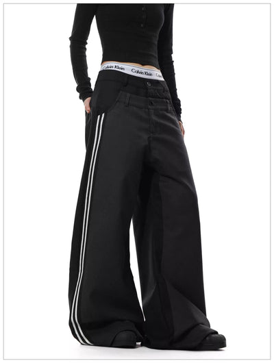 Double Waist Bar Stripes Pants Korean Street Fashion Pants By Mr Nearly Shop Online at OH Vault