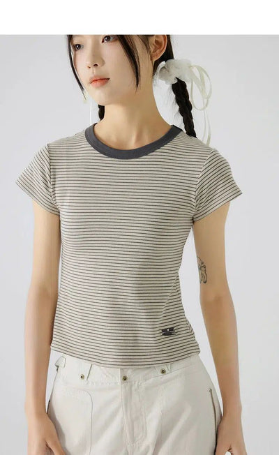 Thin Stripes Short T-Shirt Korean Street Fashion T-Shirt By Crying Center Shop Online at OH Vault