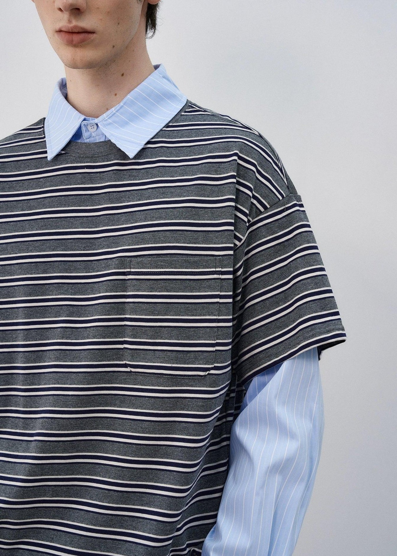 Layered Stripes and Stripes Shirt Korean Street Fashion Shirt By MaxDstr Shop Online at OH Vault