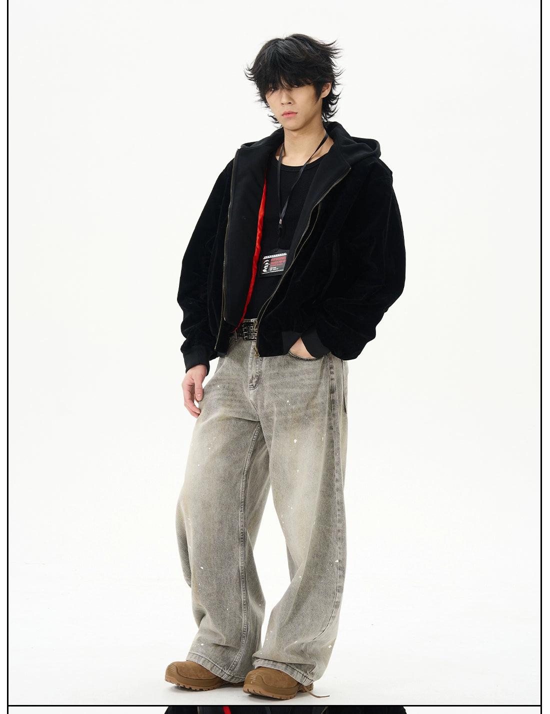 Faded Ink-Splashed Scimitar Jeans Korean Street Fashion Jeans By 77Flight Shop Online at OH Vault