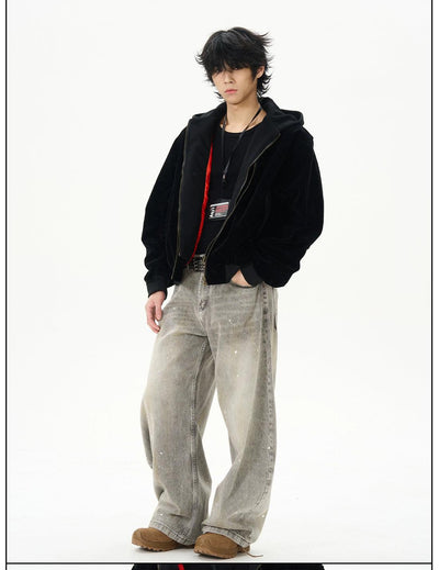 Faded Ink-Splashed Scimitar Jeans Korean Street Fashion Jeans By 77Flight Shop Online at OH Vault