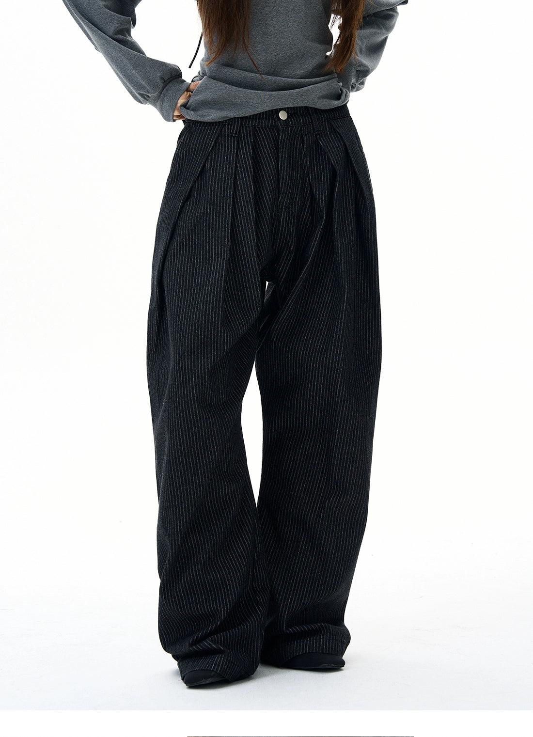 Chic Striped Pleated Pants Korean Street Fashion Pants By 77Flight Shop Online at OH Vault