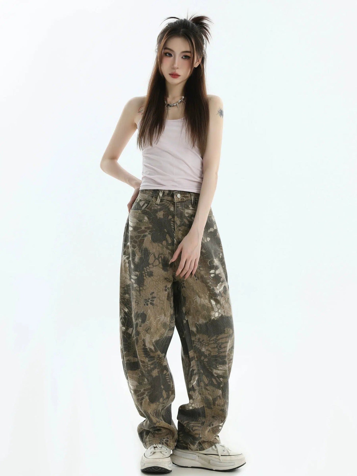 Snake Skin & Leopard Print Jeans Korean Street Fashion Jeans By INS Korea Shop Online at OH Vault