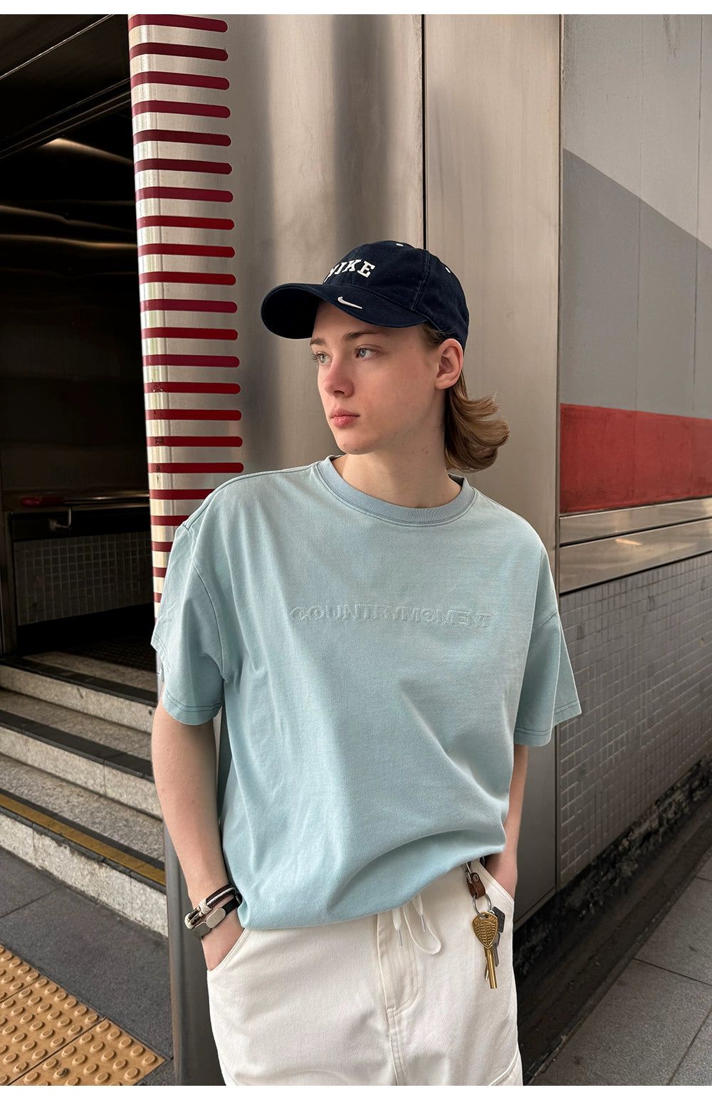 Subtle Logo Detail T-Shirt Korean Street Fashion T-Shirt By Country Moment Shop Online at OH Vault