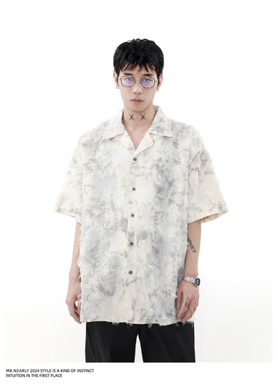 Marble Raw Edge Shirt Korean Street Fashion Shirt By Mr Nearly Shop Online at OH Vault