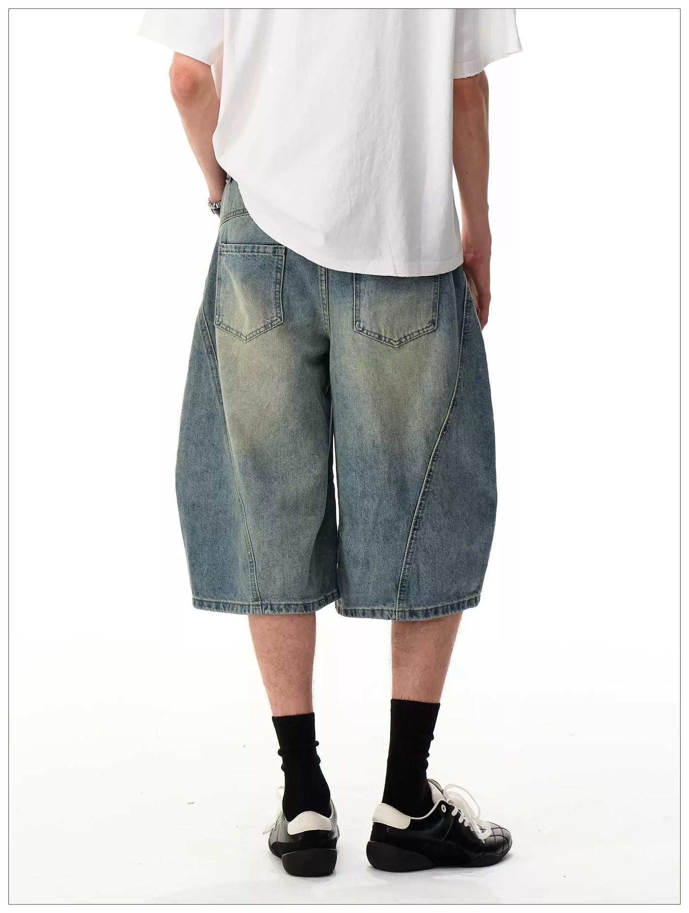 Faded Buttoned Denim Shorts Korean Street Fashion Shorts By Mr Nearly Shop Online at OH Vault