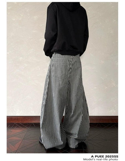 Vertical Stripes Wide Leg Pants