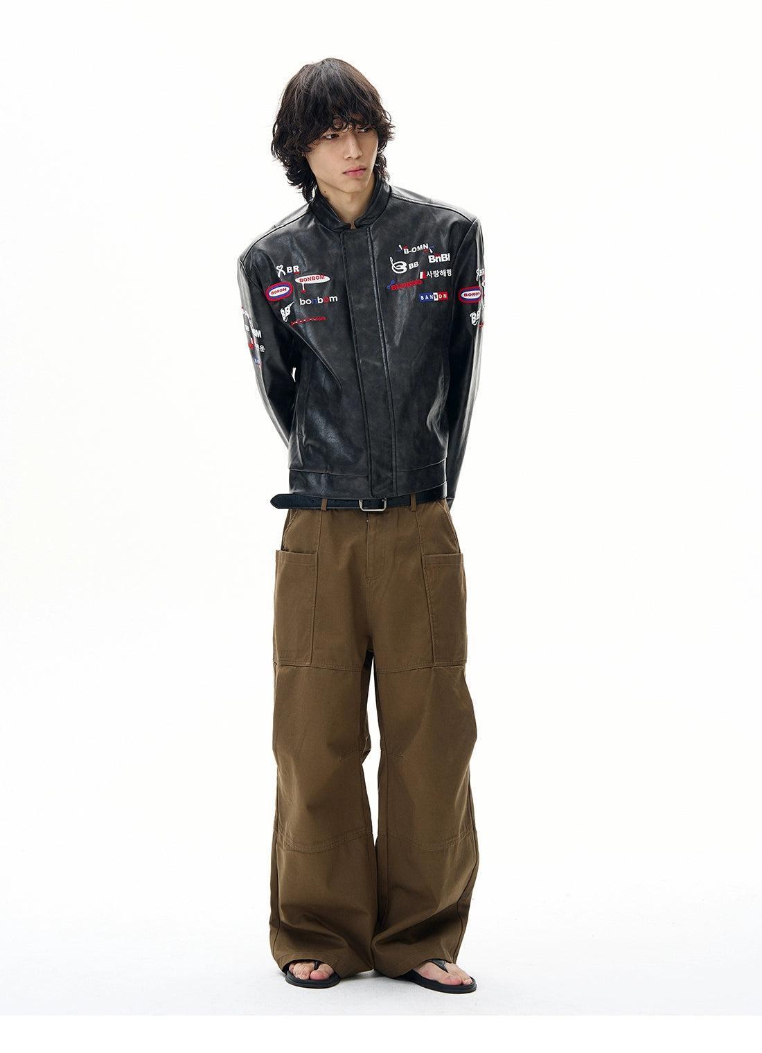 Racing Style PU Leather Jacket Korean Street Fashion Jacket By 77Flight Shop Online at OH Vault