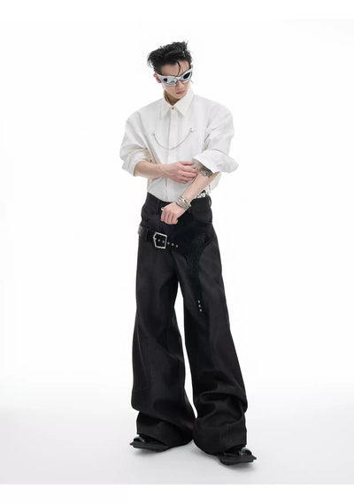 Buckled PU Leather Buckle Flared Pants Korean Street Fashion Pants By Argue Culture Shop Online at OH Vault