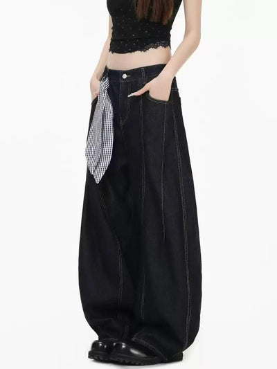 Handkerchief Detail Outlined Structured Jeans Korean Street Fashion Jeans By INS Korea Shop Online at OH Vault