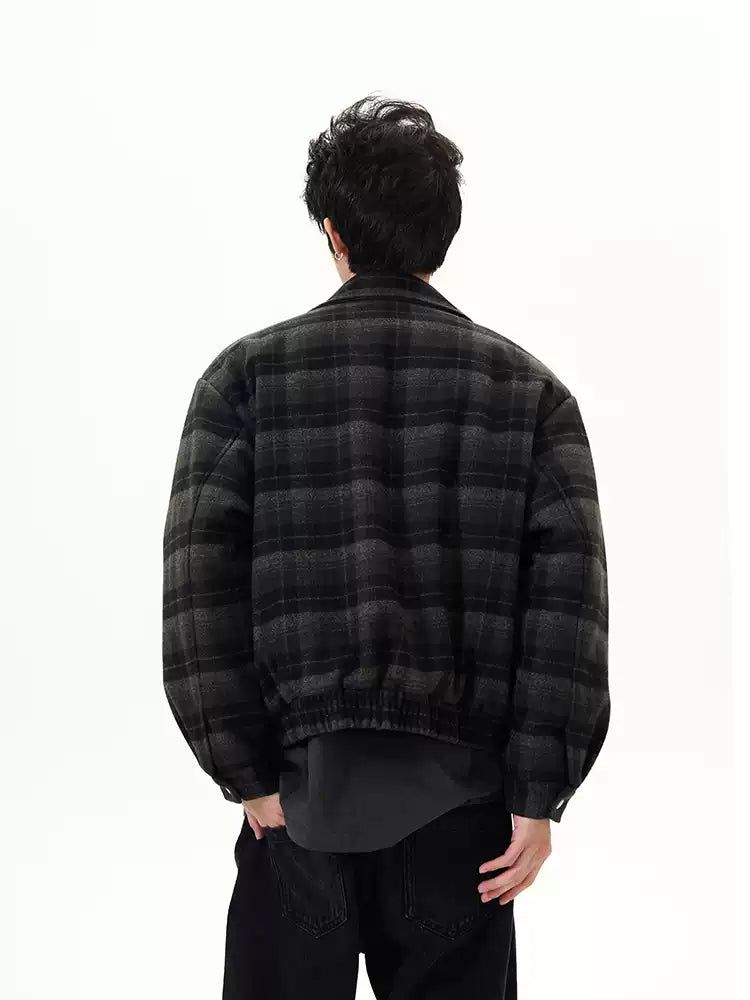 Checked Zip-Front Jacket Korean Street Fashion Jacket By 77Flight Shop Online at OH Vault