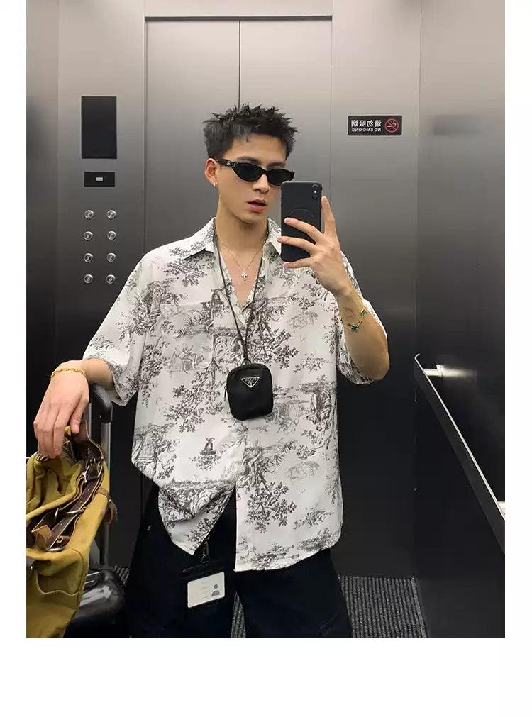 Front Pocket Print Shirt Korean Street Fashion Shirt By Poikilotherm Shop Online at OH Vault