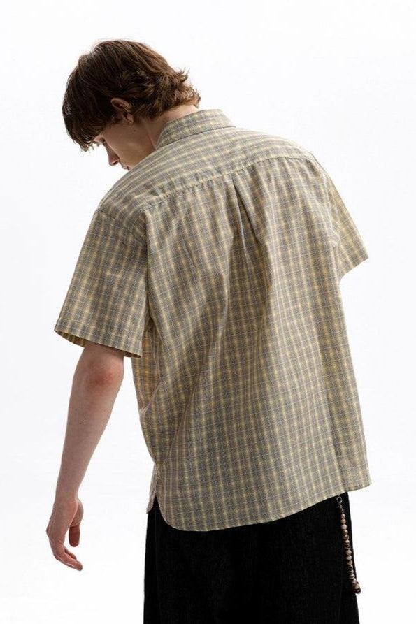 Vintage Front Pocket Plaid Shirt Korean Street Fashion Shirt By A PUEE Shop Online at OH Vault