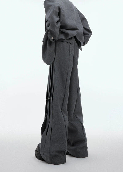 Pleated and Buttons Wide Pants Korean Street Fashion Pants By Argue Culture Shop Online at OH Vault