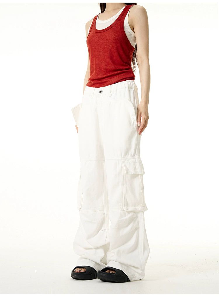 Elasticated Clean Fit Cargo Pants Korean Street Fashion Pants By 77Flight Shop Online at OH Vault