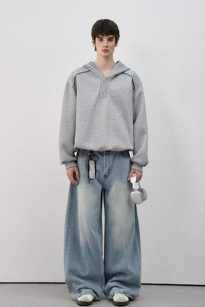 Knit Hood Big Buttoned Hoodie Korean Street Fashion Hoodie By MaxDstr Shop Online at OH Vault