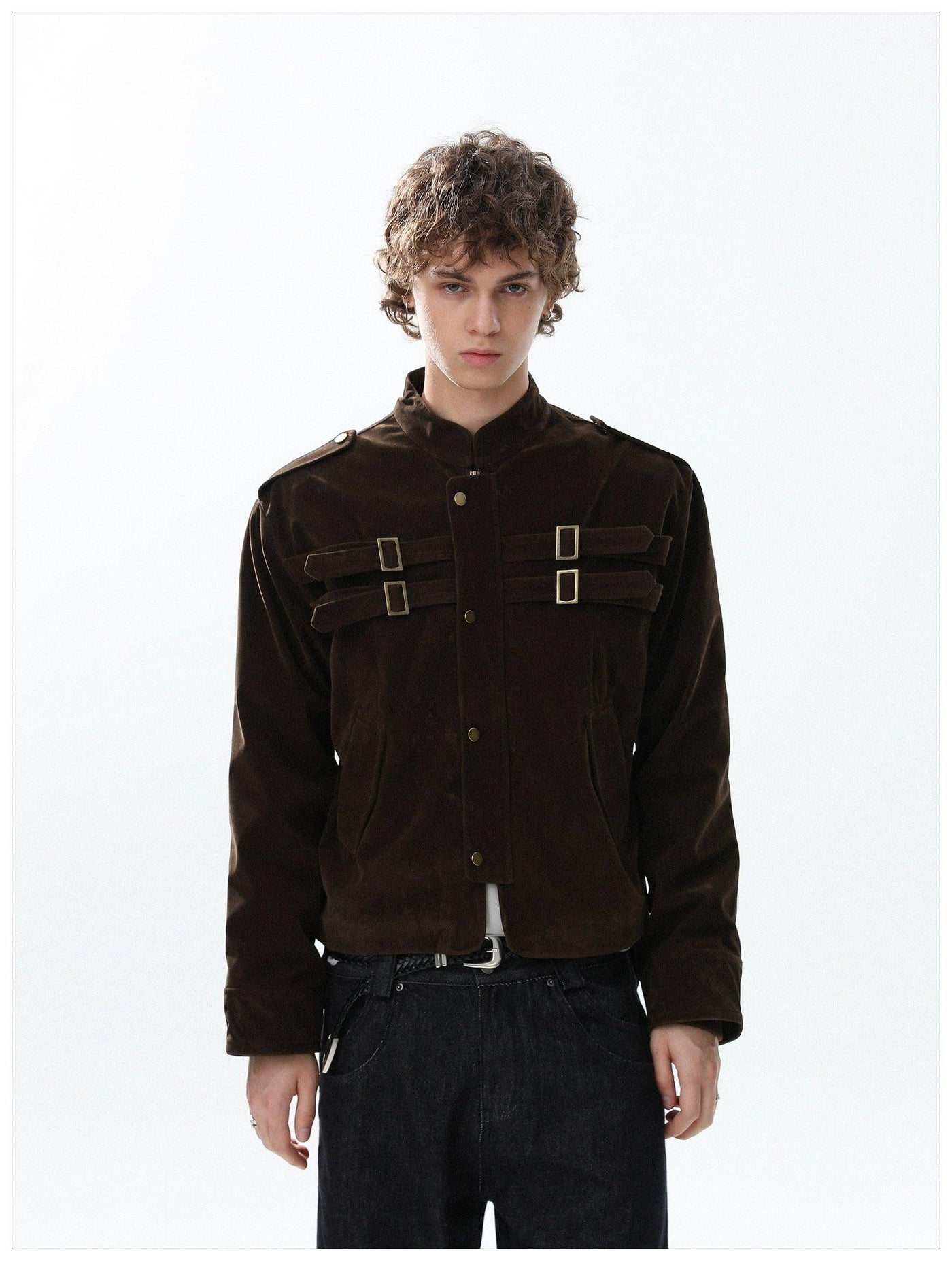 Metal Buckle Short Jacket Korean Street Fashion Jacket By Mr Nearly Shop Online at OH Vault