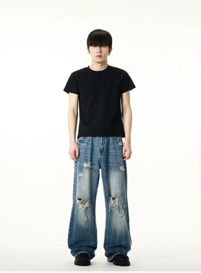Distressed Lightning Pattern Jeans Korean Street Fashion Jeans By 77Flight Shop Online at OH Vault