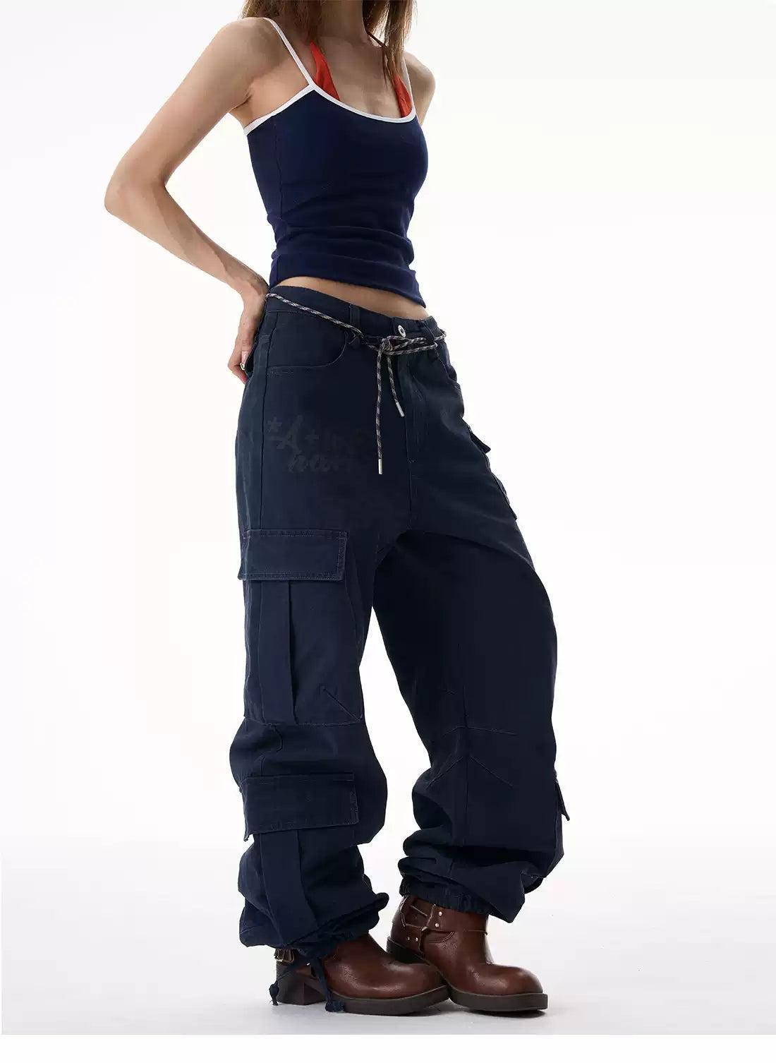 Flap Pockets Versatile Cargo Pants Korean Street Fashion Pants By 77Flight Shop Online at OH Vault